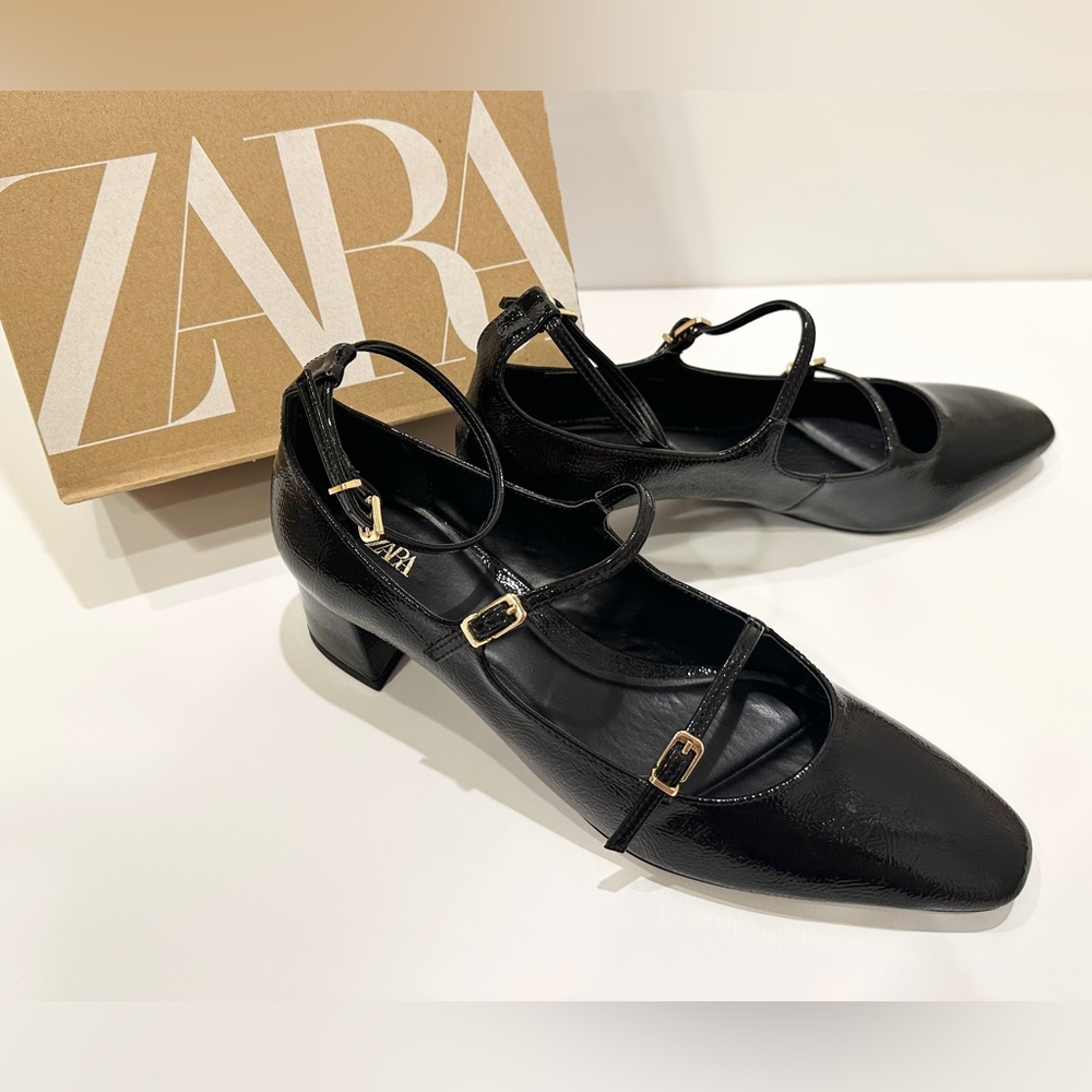 Zara Black Strappy Little Heels